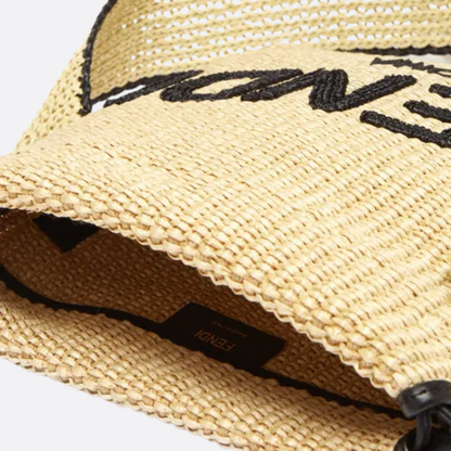 Fendi – Sack Small Braided Straw Bag in Beige
