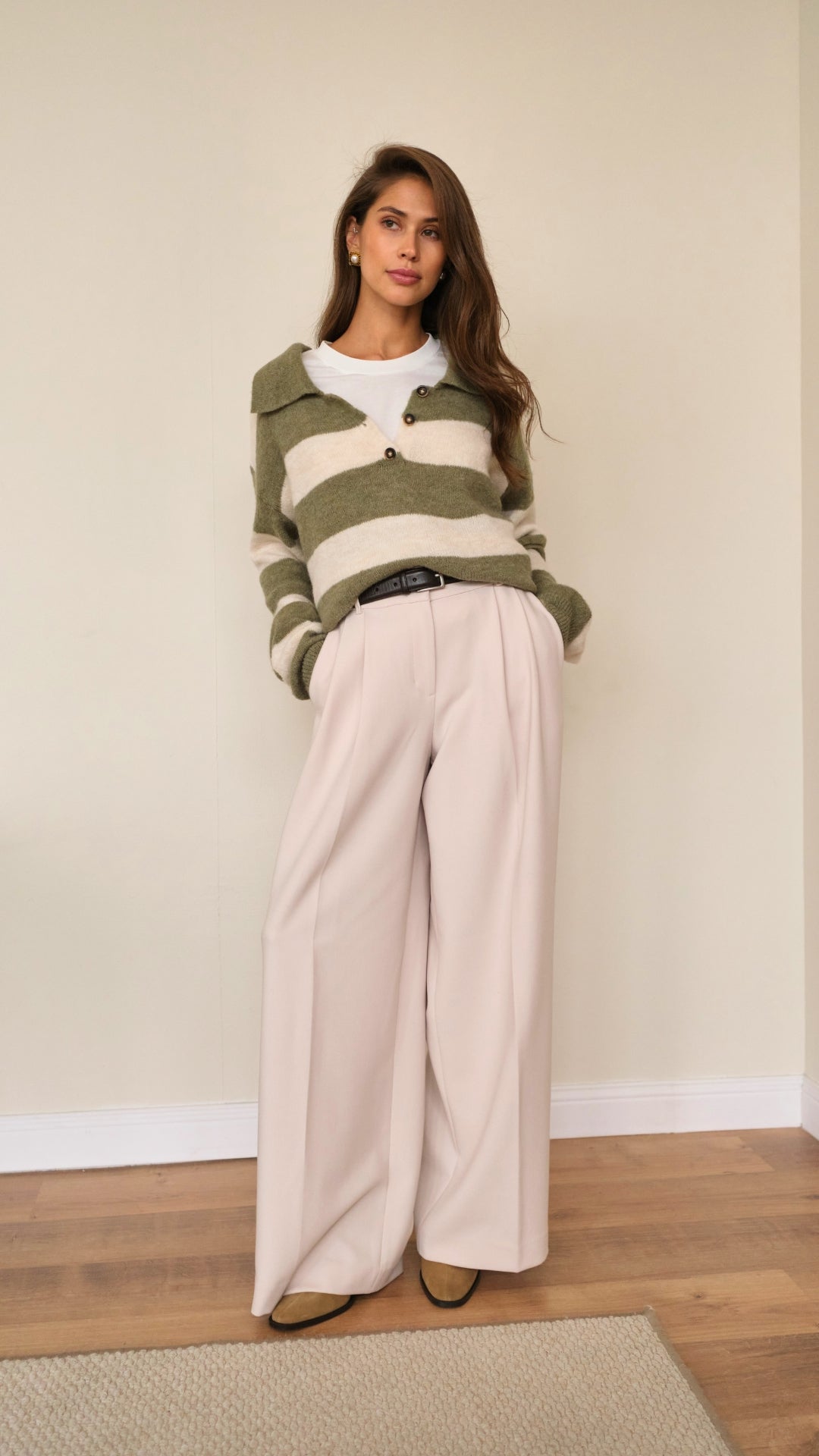 Arlo Sweater - Khaki Off-White Stripes