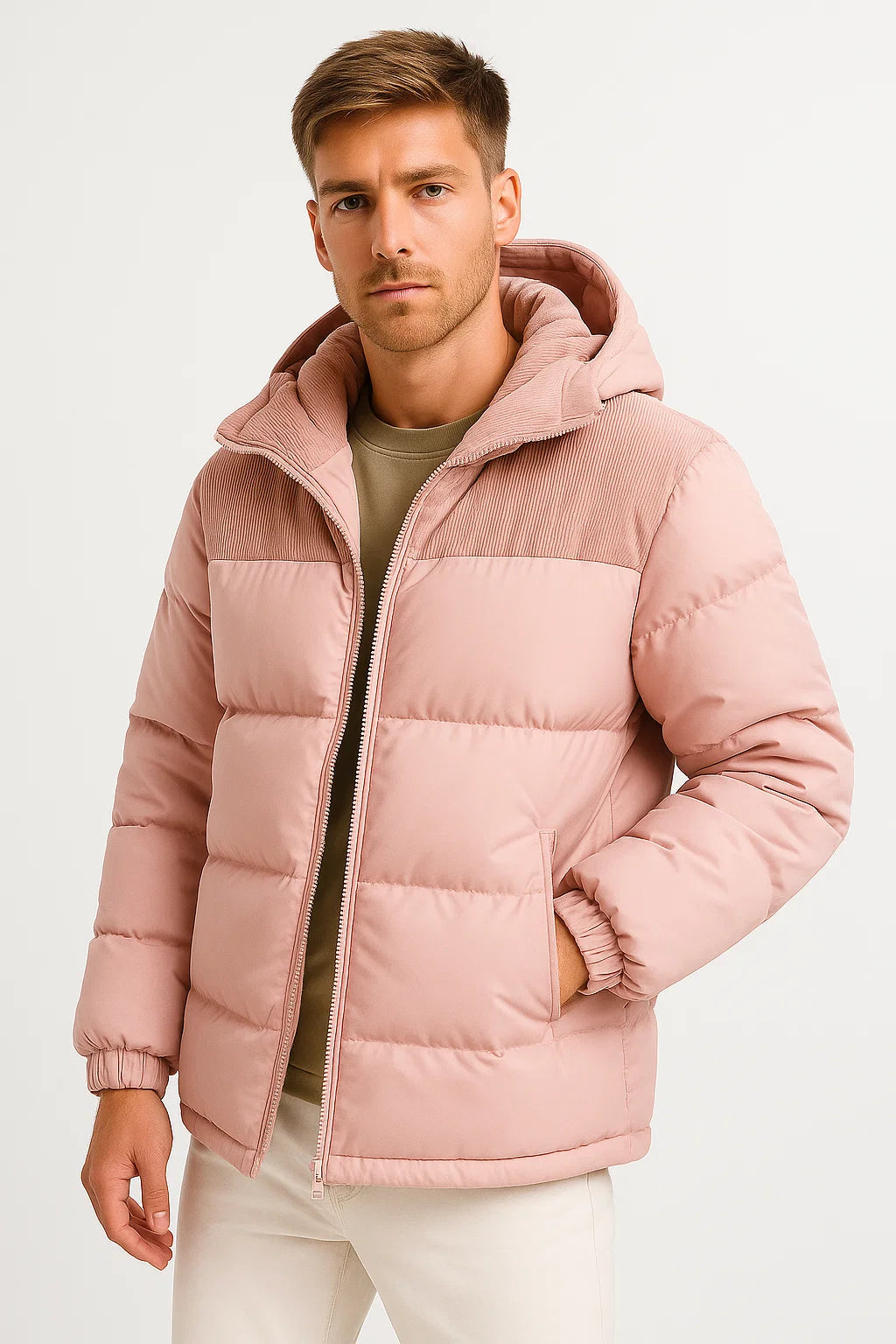 Men’s Puffer Jacket – Lightweight Hooded Winter Coat with Insulation