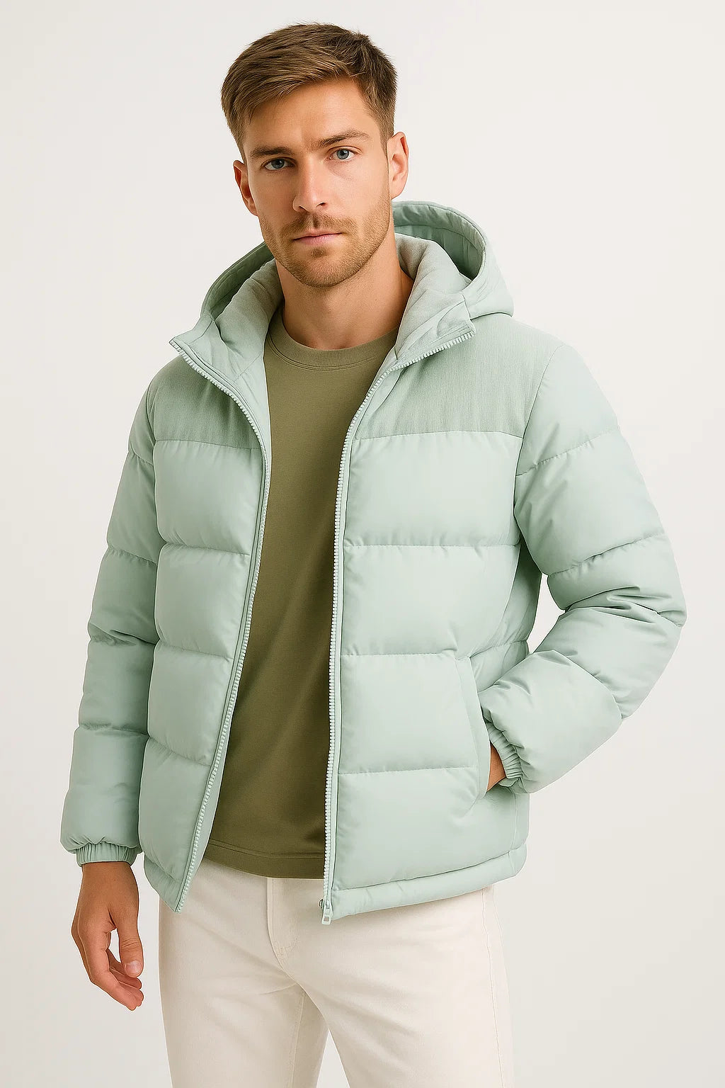 Men’s Puffer Jacket – Lightweight Hooded Winter Coat with Insulation