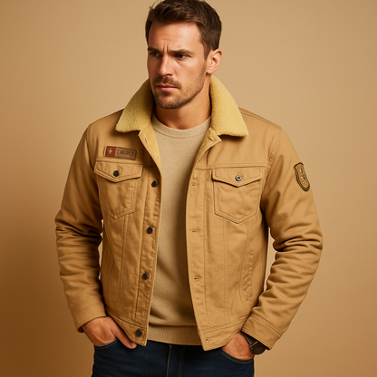 Men's Fleece Motorcycle Jacket with Reinforced Panels | Casual Riding Fit