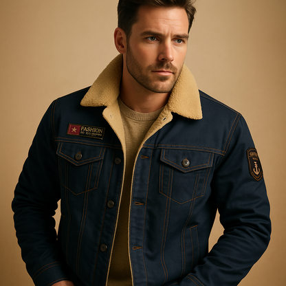 Men's Fleece Motorcycle Jacket with Reinforced Panels | Casual Riding Fit